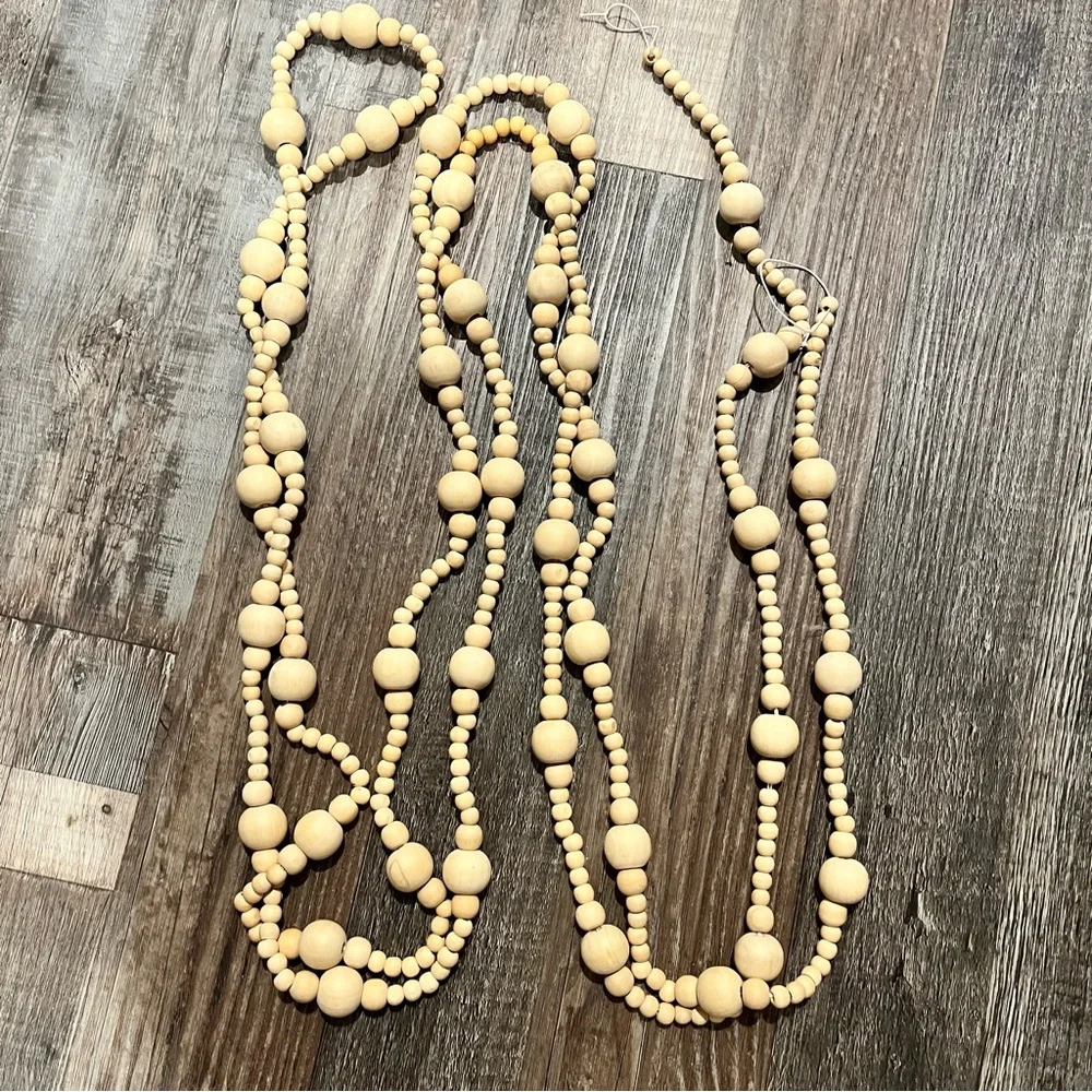 Decorative Christmas Wood Bead Garland Christmas Tree Garland Farmhouse Rustic
